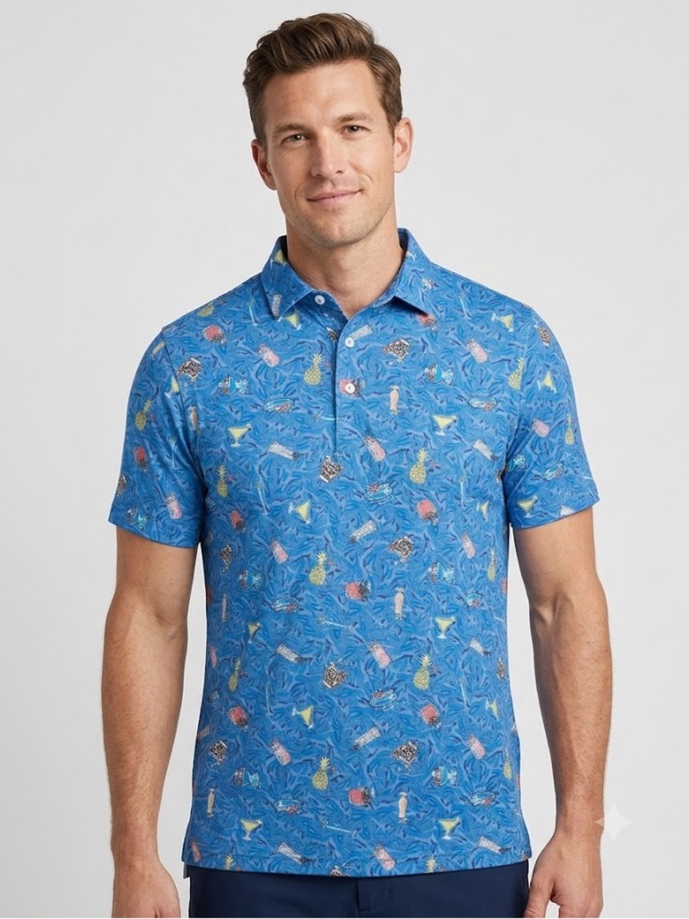 Johnny O Hawaiian Aloha Shirt Tiki Drinks Pineapples Cocktails Mai Tai Men’s Med